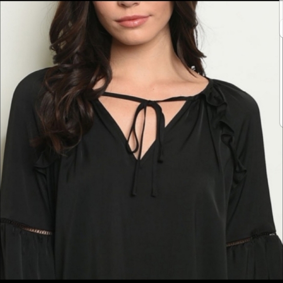 Black Ruffle Sleeves Top - Picture 4 of 6